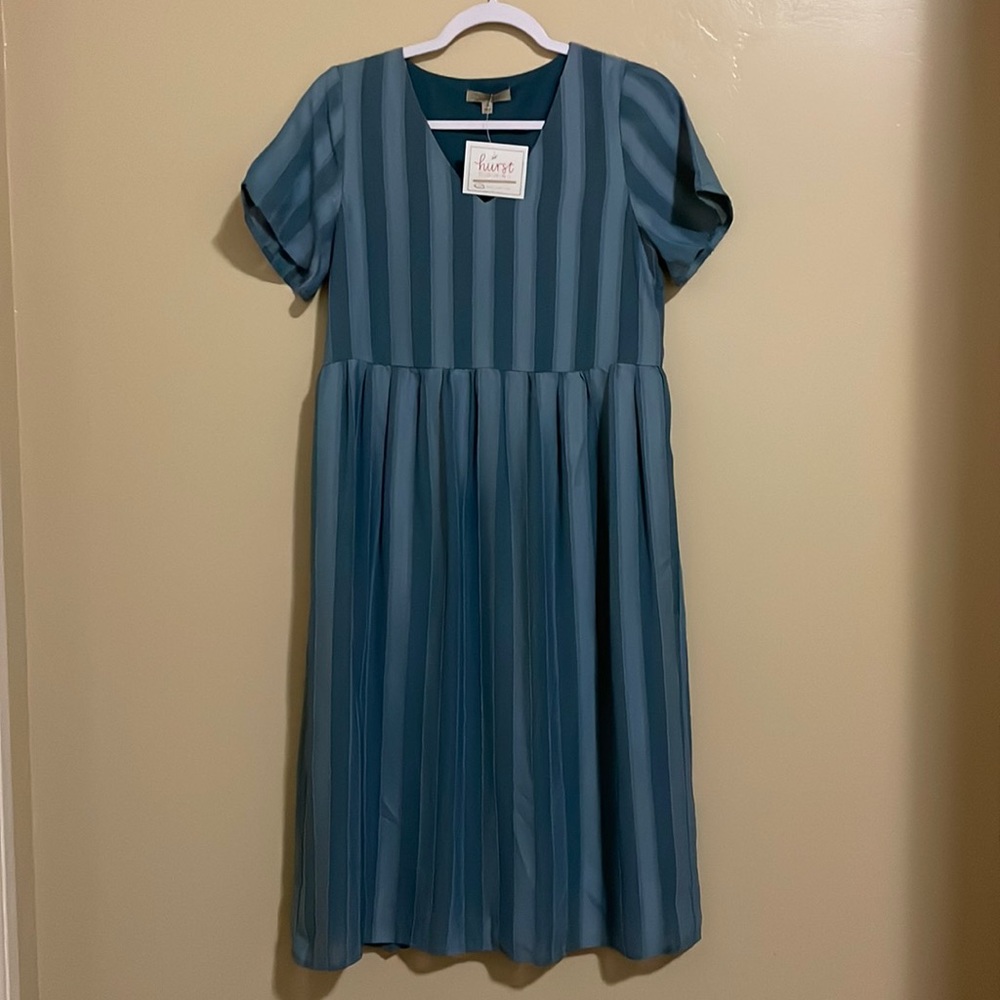 Polagram two toned blue striped dress. Size small.